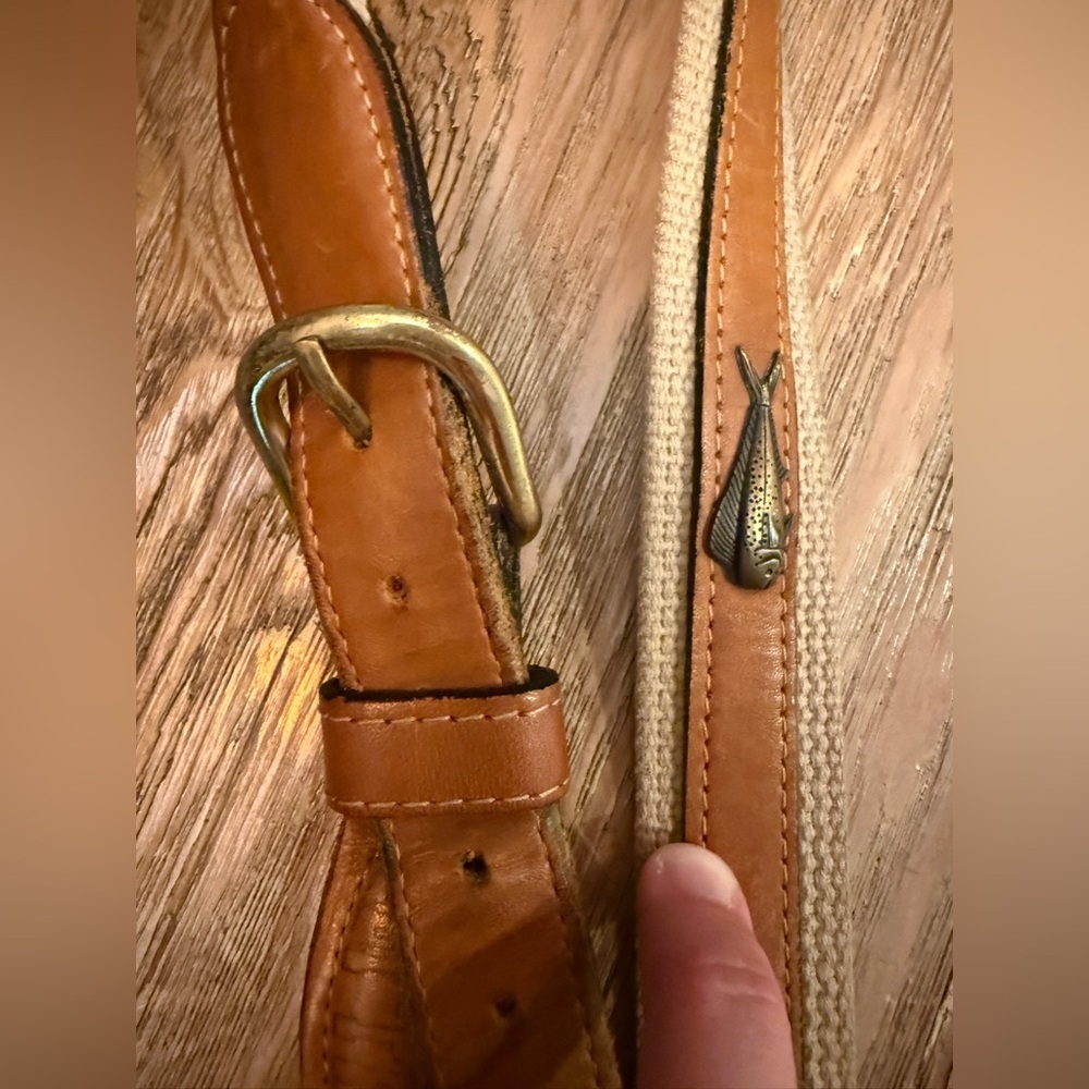 Tan Leather Men's Belt Bag with Fish Accent Saltwater Fishing Sportsman Hunting